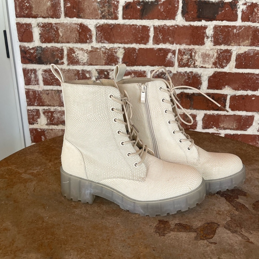 Dirty Laundry Cream Combat Boots